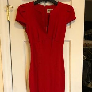 Asos Red Midi Fitted Dress size 0